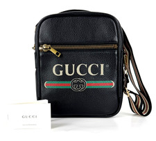 Gucci Auth Black Leather Logo