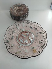 Servizio dessert Art decò 7 pezzi finitura argento 925. Diametro portata 26 cm -