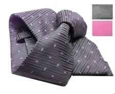Mens Grey Design Ties Pink