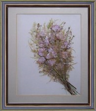 pannello collage natura morta mazzo fiori viola naturali secchi in bella cornice