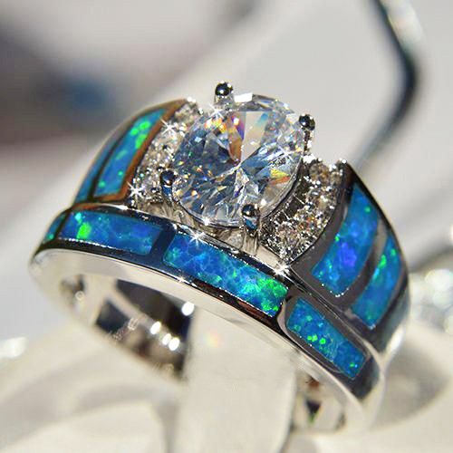 Anello argento effetto - , opale