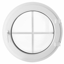 Finestra rotonda oblò a battente in PVC bianco con inglesina interna