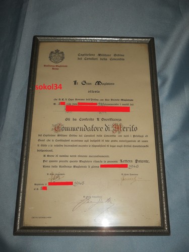 Attestato diploma commendatore - attestato,