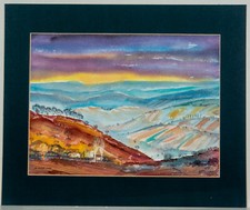 Hardy Schneider-Sato: acquerello "Crete" autografato datato 1984