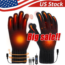 Heated Gloves Electric Rechargeable Battery Hand Warm Windproof Thermal Winter