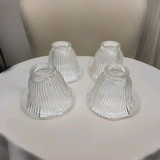 4 paralumi di ricambio vintage trasparenti a forma di campana in vetro ~ attacco 2"
