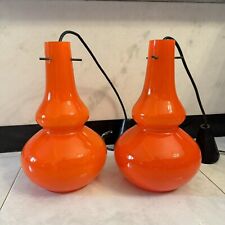 ? Coppia lampadari vintage vetro Murano Opalino Arancione Design Space Age ?