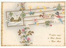 1967 decorazioni natalizie pupazzo di neve scoiattolo cartolina Buon Natale