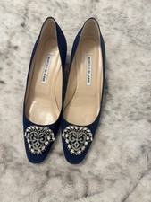 manolo blahnik 38 Navy Fabric