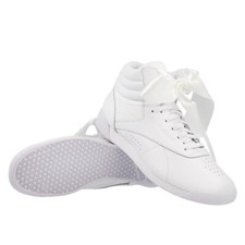 REEBOK FREESTYLE HI SATIN BOW alte bianche fiocchi sneakers ORIGINALI VERA PELLE