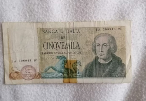 Banconota 5000 lire colombo - banconota,