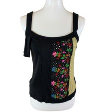 Canotta Custo Barcelona impreziosita da paillettes floreali boho art deco 4