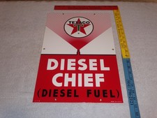 INSEGNA VINTAGE TEXACO DIESEL CHIEF FUEL SPRAYER 18" PORCELLANA METALLO BENZINA E OLIO
