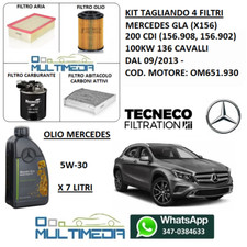 KIT TAGLIANDO 4 FILTRI OLIO ORIGINALE 5W30 MERCEDES GLA 200 CDI 100KW 136 CV