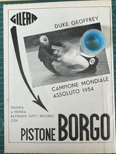 Rara Pubblicità Duke GEOFFREY Campione assoluto Mondiale su GILERA del 1954