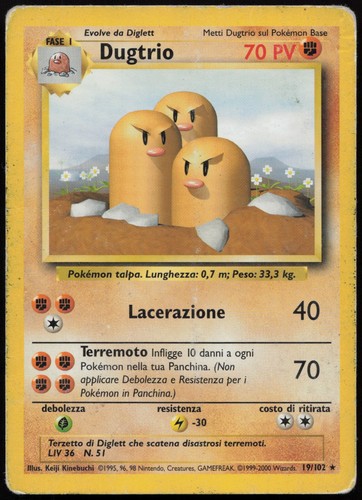 Dugtrio rara set base 102 - set, 19/102