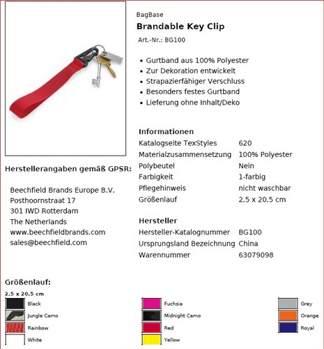 Portachiavi bg100 bagbase - portachiavi,