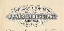Firenze. ALBERGO BONCIANI di Fratelli Bonciani, Fattura intestata, 24.2.1897