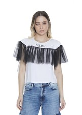 Relish T-shirt RINAKO mezza manica con inserto tulle più stampa logo