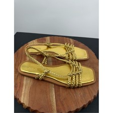 Zara gold braided slingback