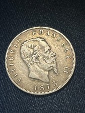 REGNO D’ ITALIA VITTORIO EMANUELE II 5 LIRE 1873 MILANO  ARGENTO BB+