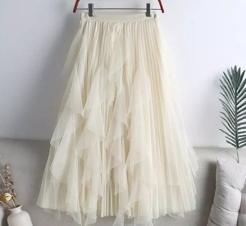 Gonna lunga albicocca - gonna, tulle