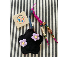 Charm borsa fiore velluto nero