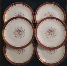 Antichi Piatti Piani Bavaria Porcellana Con Fiori E Bordo Oro Rari