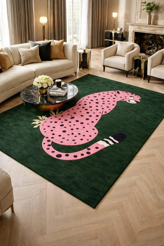Tappeto rosa leopardato 9x12