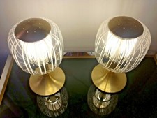 Lampade da tavolo con frange in ottone e vetro Esperia Angelo Brotto 