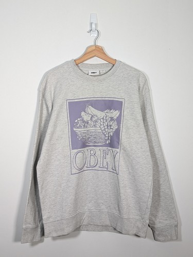 Felpa girocollo obey grigio - felpa,