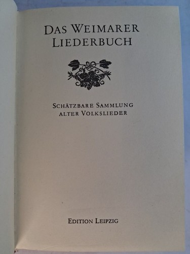 Das weimarer liederbuch - weimarer,