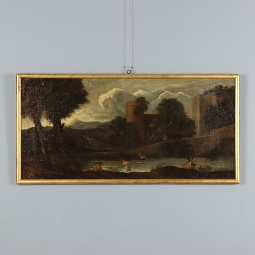 Dipinto antico paesaggio con - dipinto,