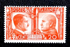 1941 Adolf Hitler & Benito Mussolini Fascisti Fascisti Roma-Berlino Asse Francobollo Zecca