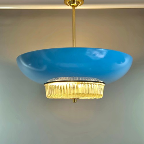 Vintage glass brass pendant - vintage,