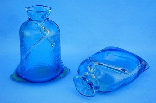 Coppia vasi vetro blu - mare, a