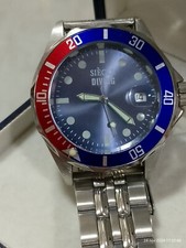 Siecle Diving orologio da polso uomo cinturino acciaio quadrante blu data clock
