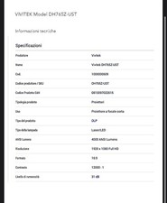 Videoproiettore Vivitek | DH765Z-UST ottica laser ultracorta