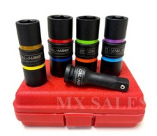 Set 5 Pezzi 1/2" DR Sottile Parete Flip Impact Socket Auto Cerchi Pneumatici Dadi di Lug