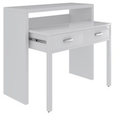Scrivania allungabile 2 cassetti scrittoio mobile computer ufficio studio bianco