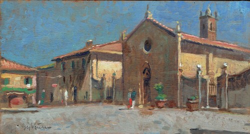 Dipinto olio monteriggioni - olio,