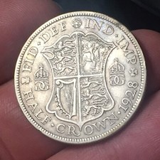 GREAT BRITAIN HALF 1/2 crown 1928 - George V ARGENTO