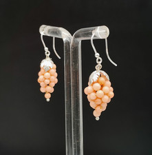 Orecchini pendenti corallo rosa argento bianco 925 monachella fatti in Italia