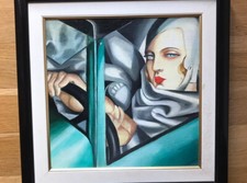 Riproduzione A Olio “Autoritratto Su Bugatti Verde” T. De Lempicka