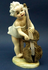 BERTOLOTTI Bimbo con violoncello porcellana ceramica 1900 come Lenci Cacciapuoti