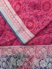 100% Pura Seta Sari Vintage Riciclato Tessuto Stampato Materiale PSS17496