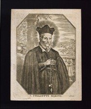 santino incisione 1600 S.FILIPPO NERI  c. galle