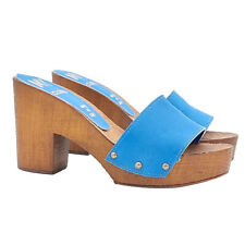 Zoccoli fascia in pelle blu