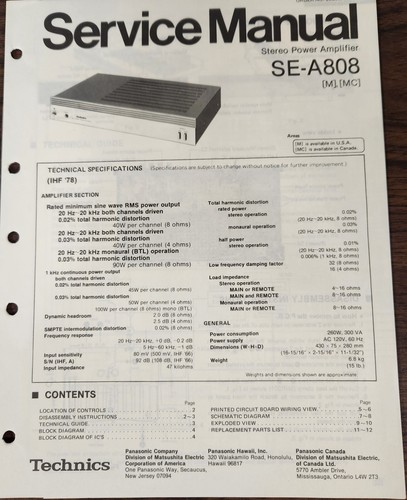 Technics a808 amplificatore - se-a808,