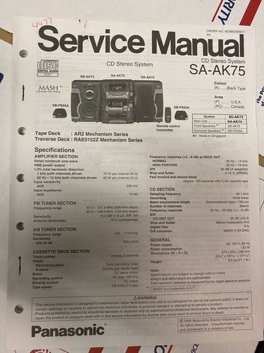 Panasonic ak75 saak75 - sa-ak75,
